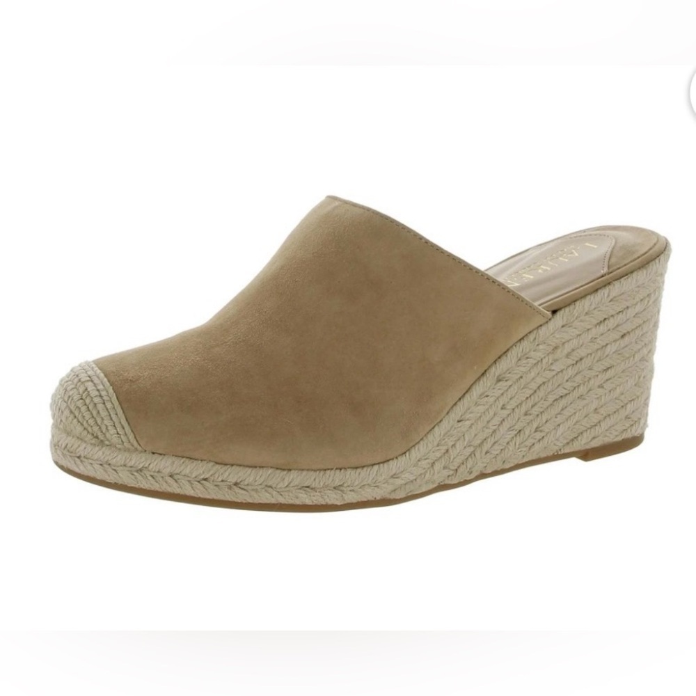 Lauren Ralph Lauren Womens Pennie Suede Slip-On Wedge Sandals in Camel Size 10
